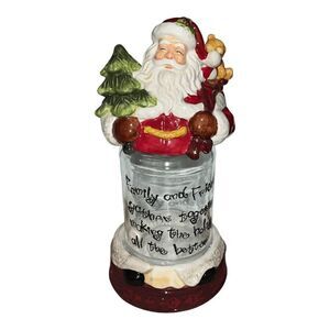 Mistletoe Mountain Santa Candy jar glass/ ceramic